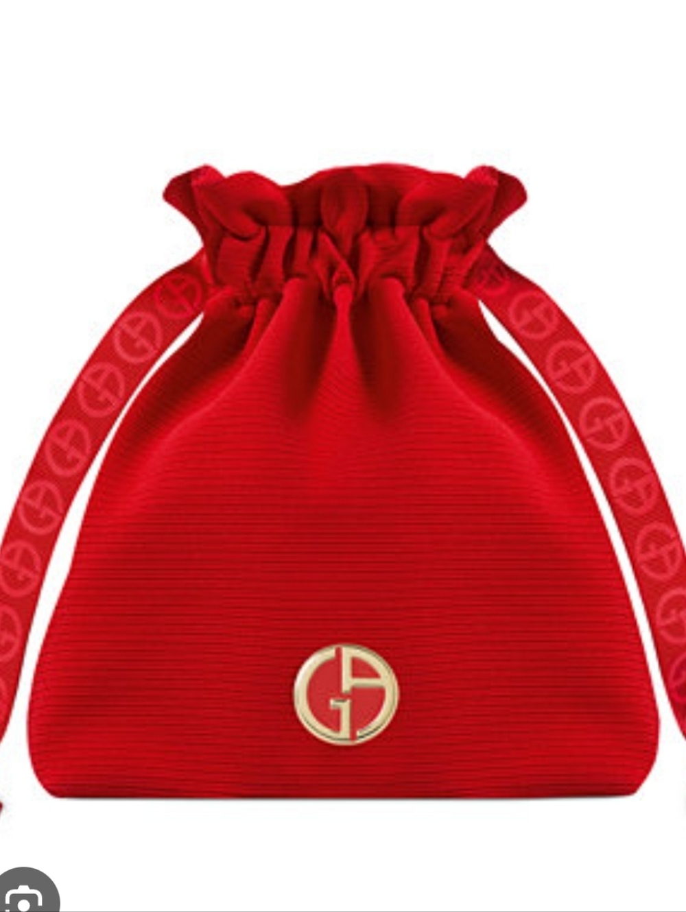 Giorgio Armani Red Drawstring Logo Cosmetic Pouch Makeup Bag New